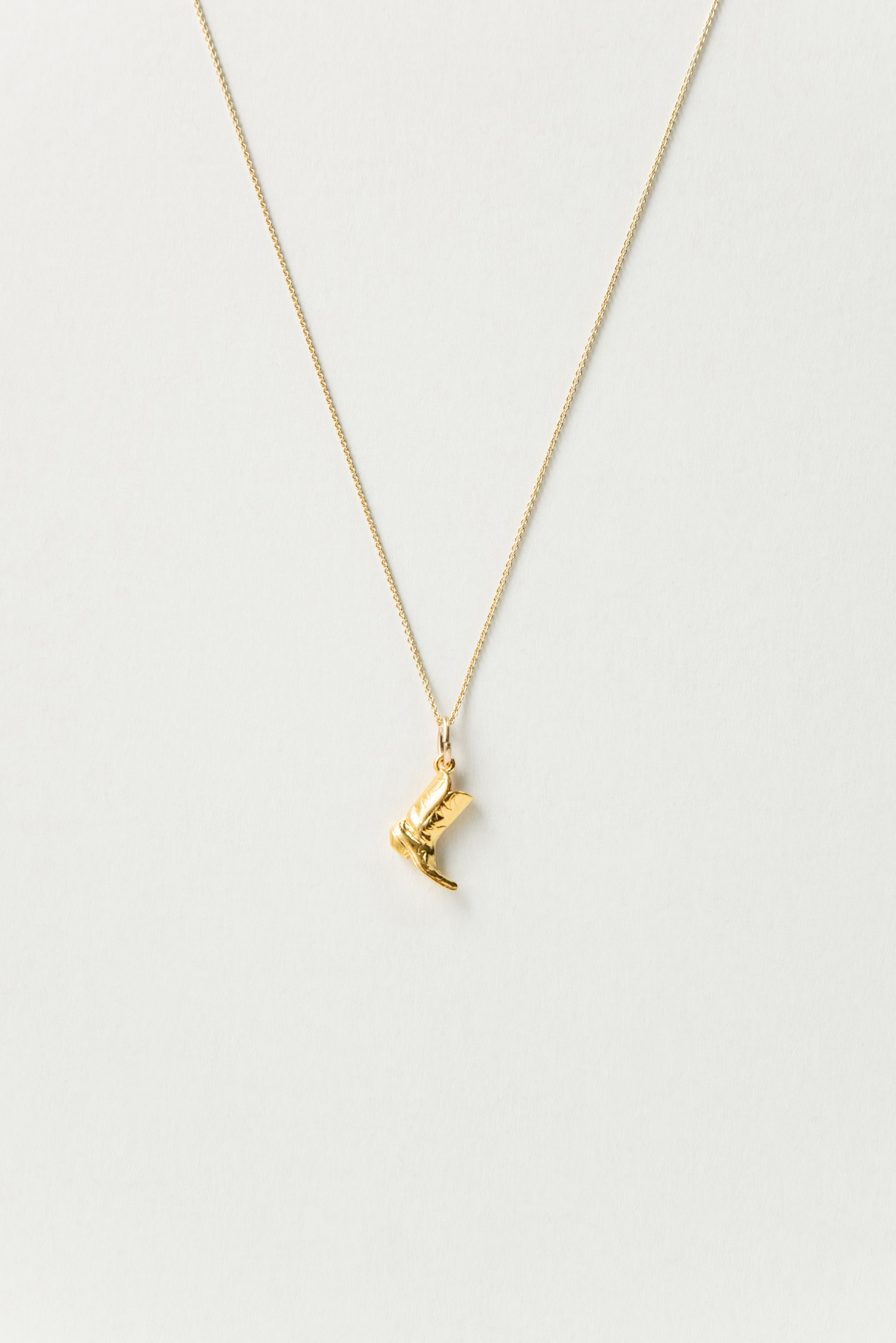 The Bigger Boot Necklace Mini Gold Plated Silver