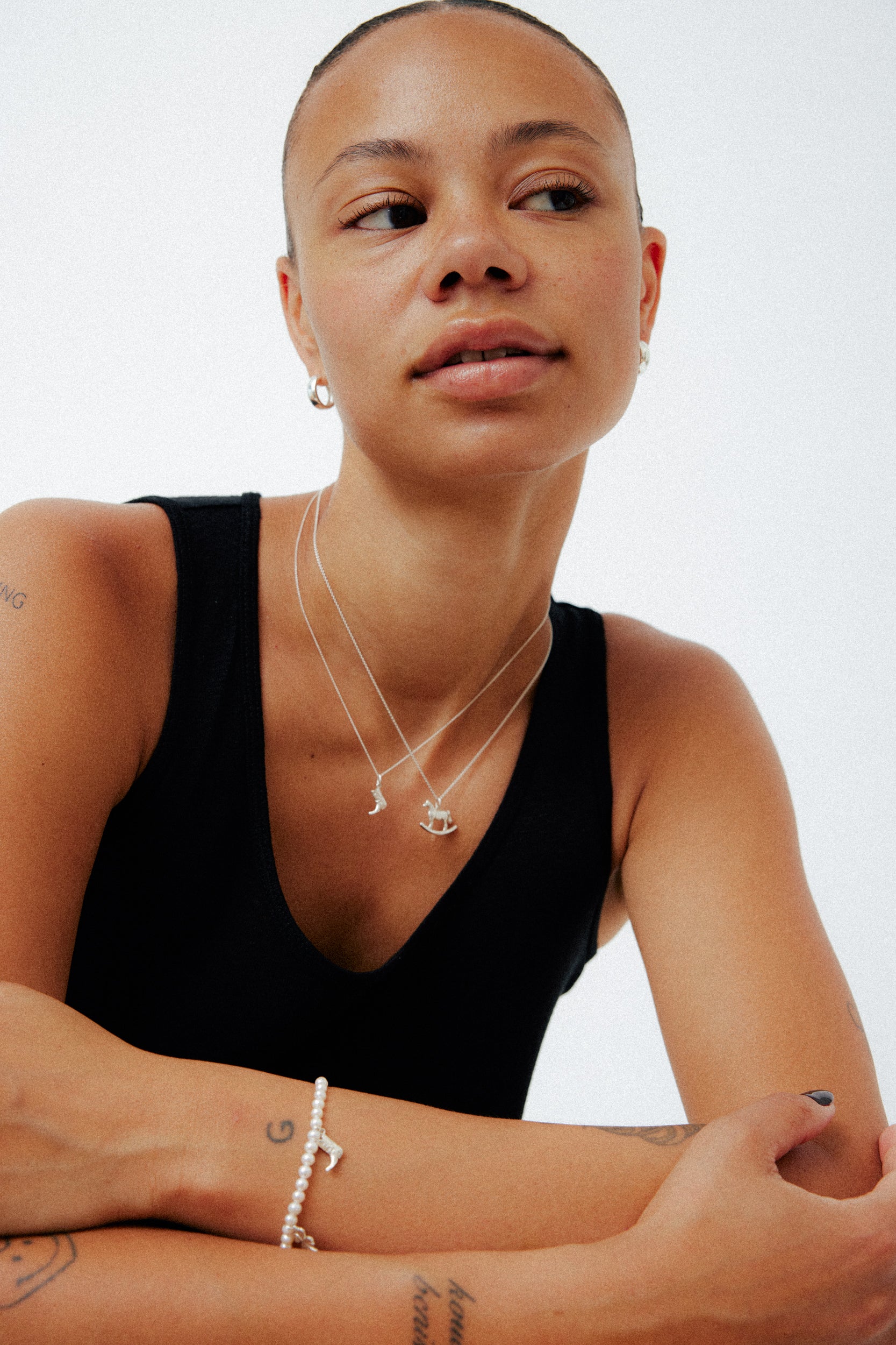 Gift Set of Cora Silver Hoops and Silver Aida Amulet