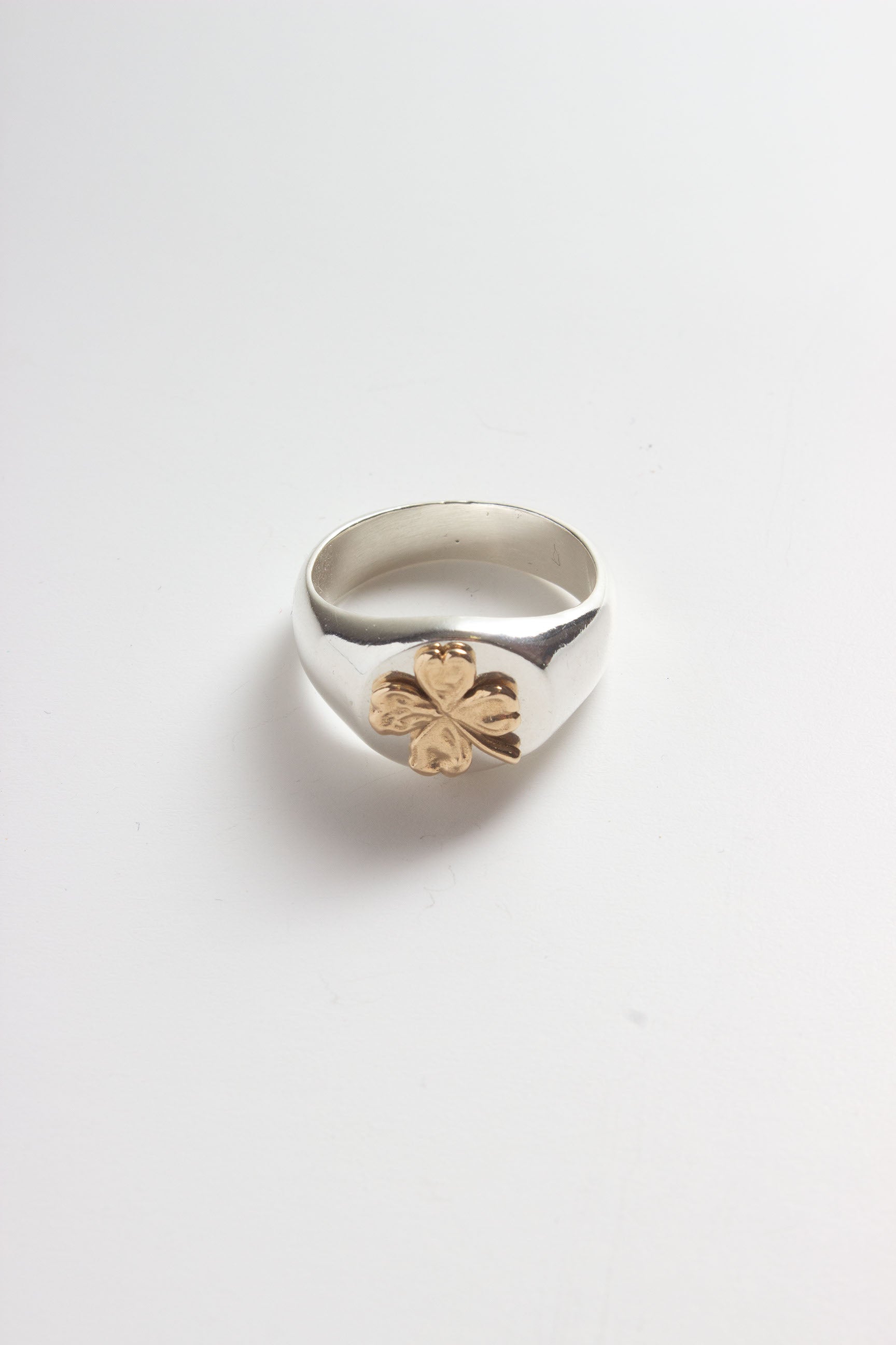 Aida Signet Ring with 14k Lucky Clover