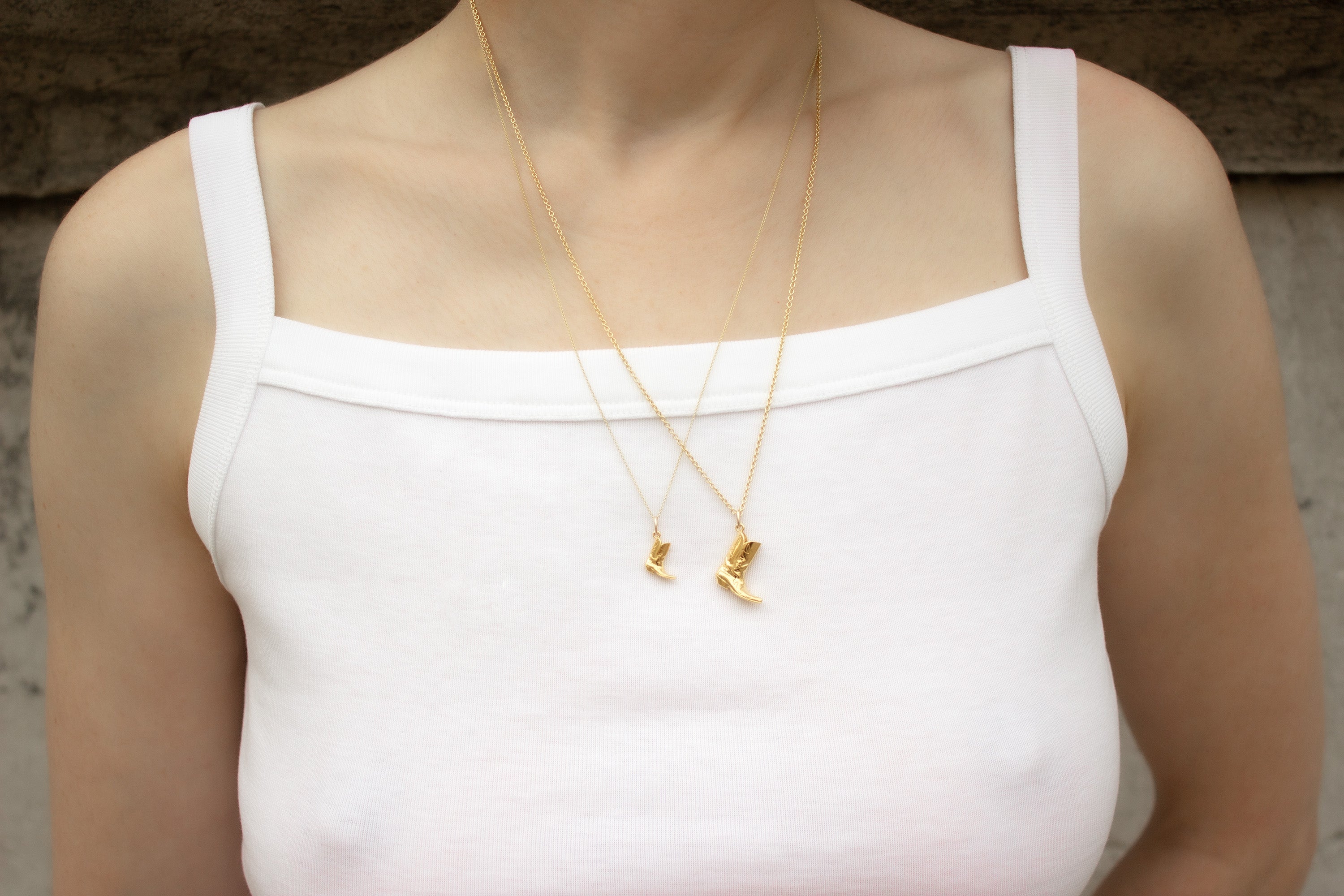 The Bigger Boot Necklace Mini Gold Plated Silver