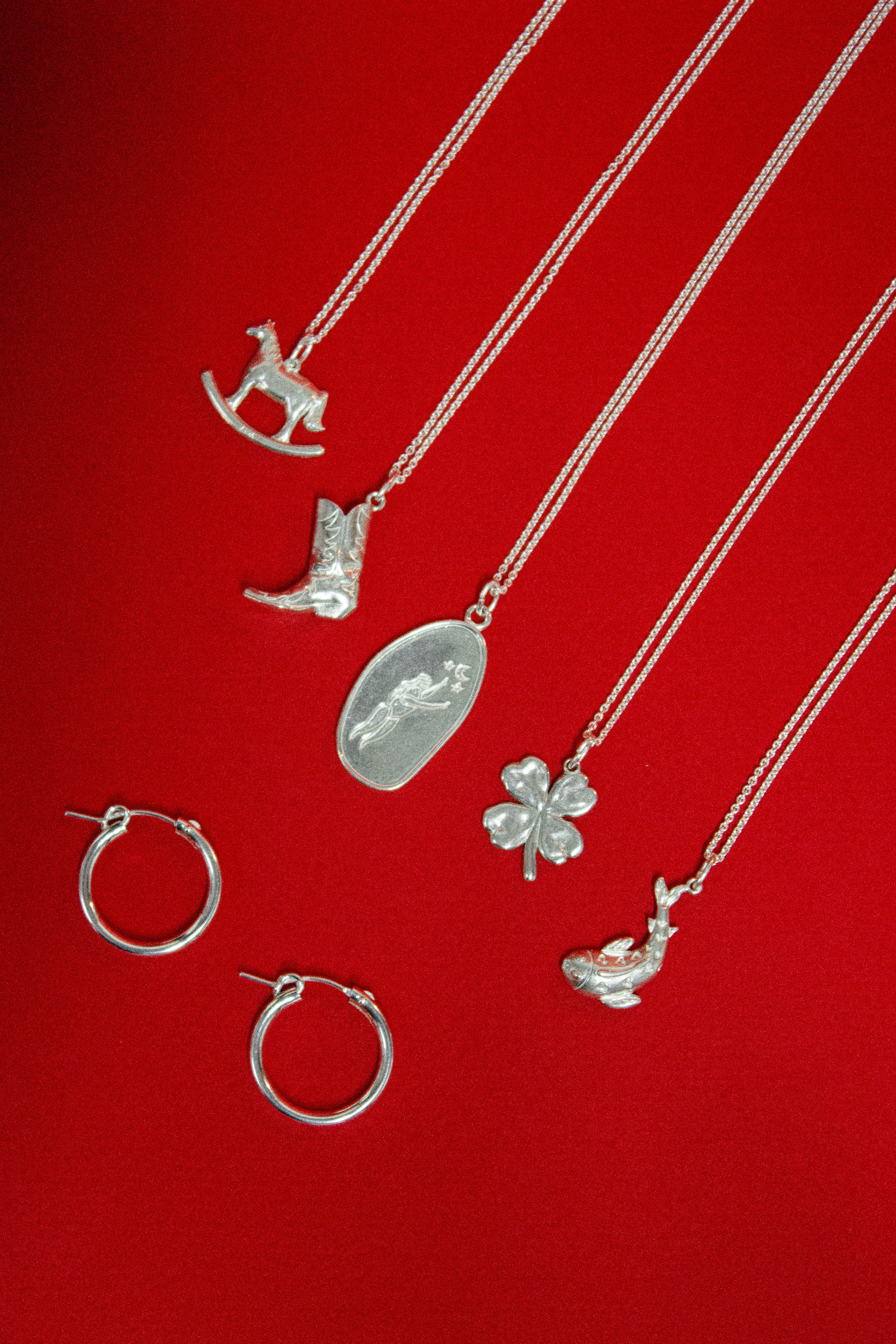 Gift Set of Darya Silver Hoops and Silver Aida Amulet