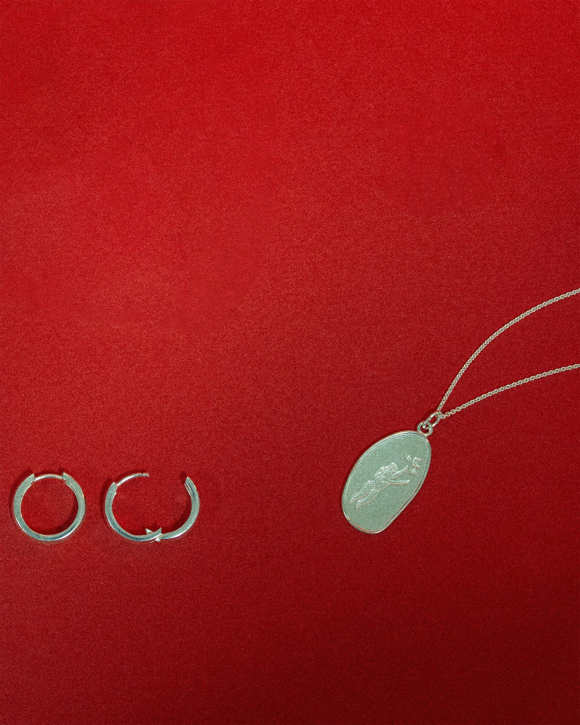 Gift Set of Cora Silver Hoops and Silver Aida Amulet