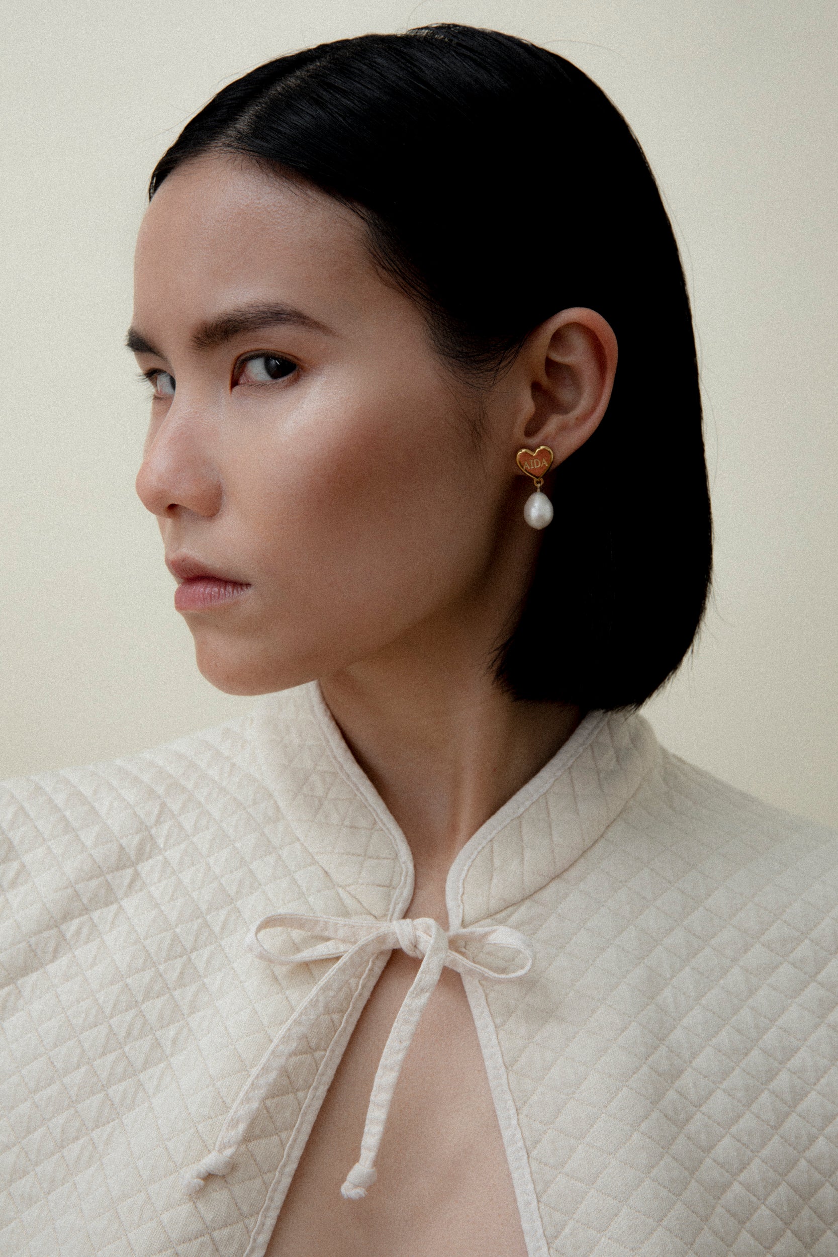 Aida Heart Pearl Earrings