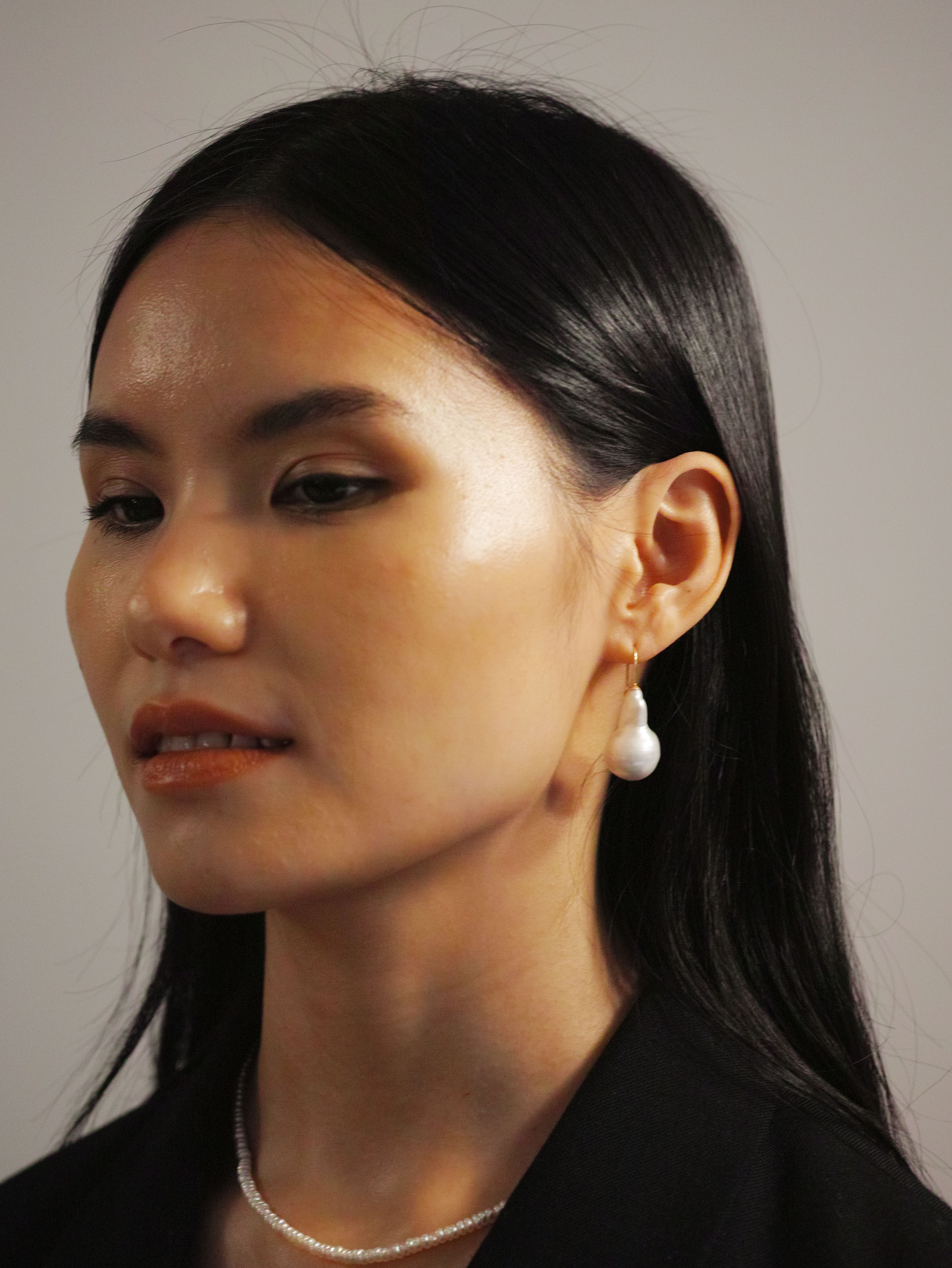 Milah hook earrings, 18ct gold and silver
