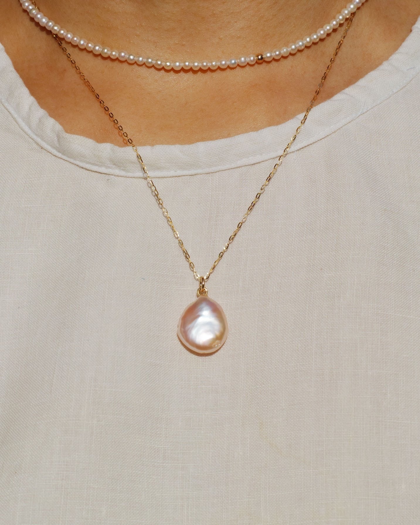 Luna Necklace, 9K gold and silver