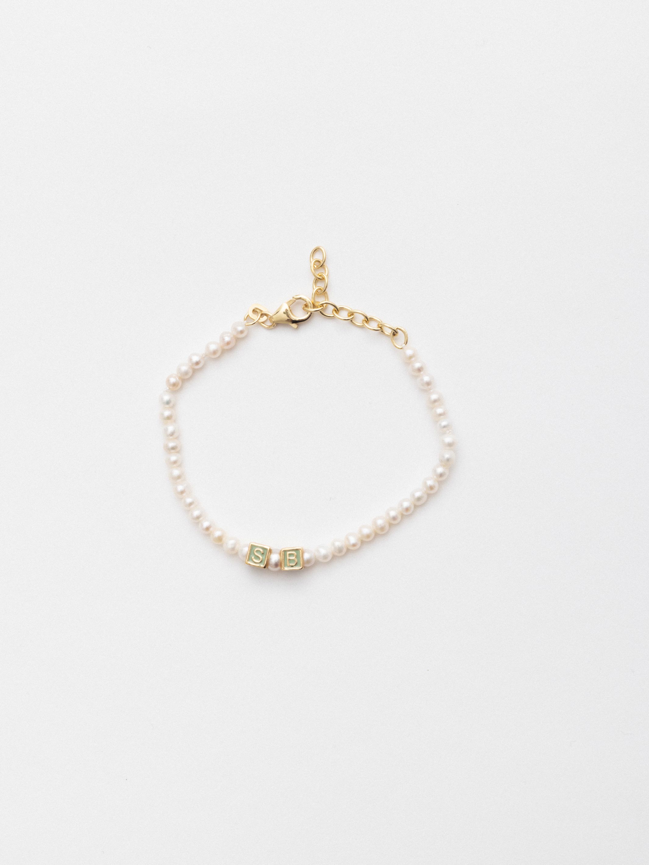 aida impact custom letter pearl bracelet silver gold