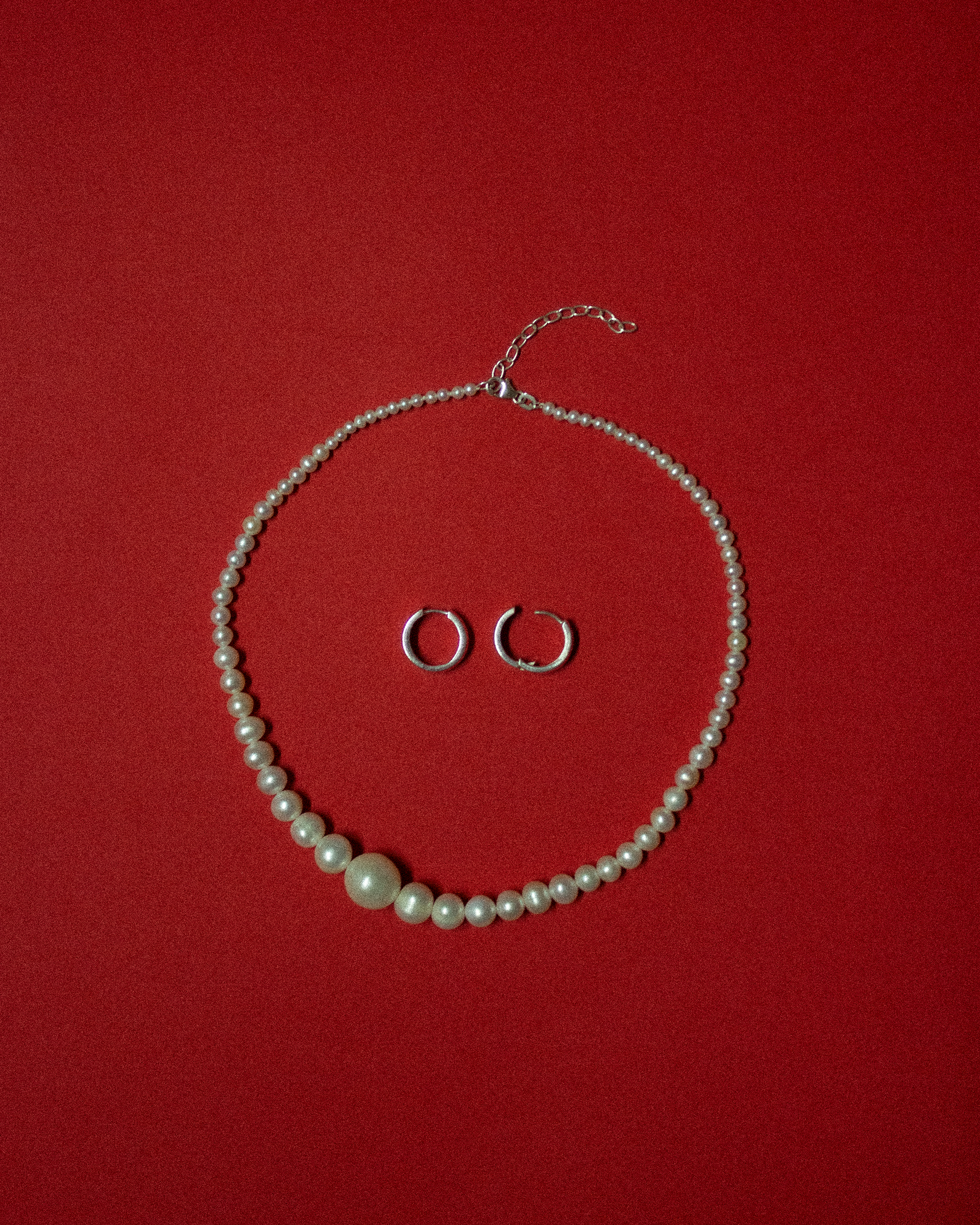 Gift set of Magda Pearl Necklace and Cora Hoops